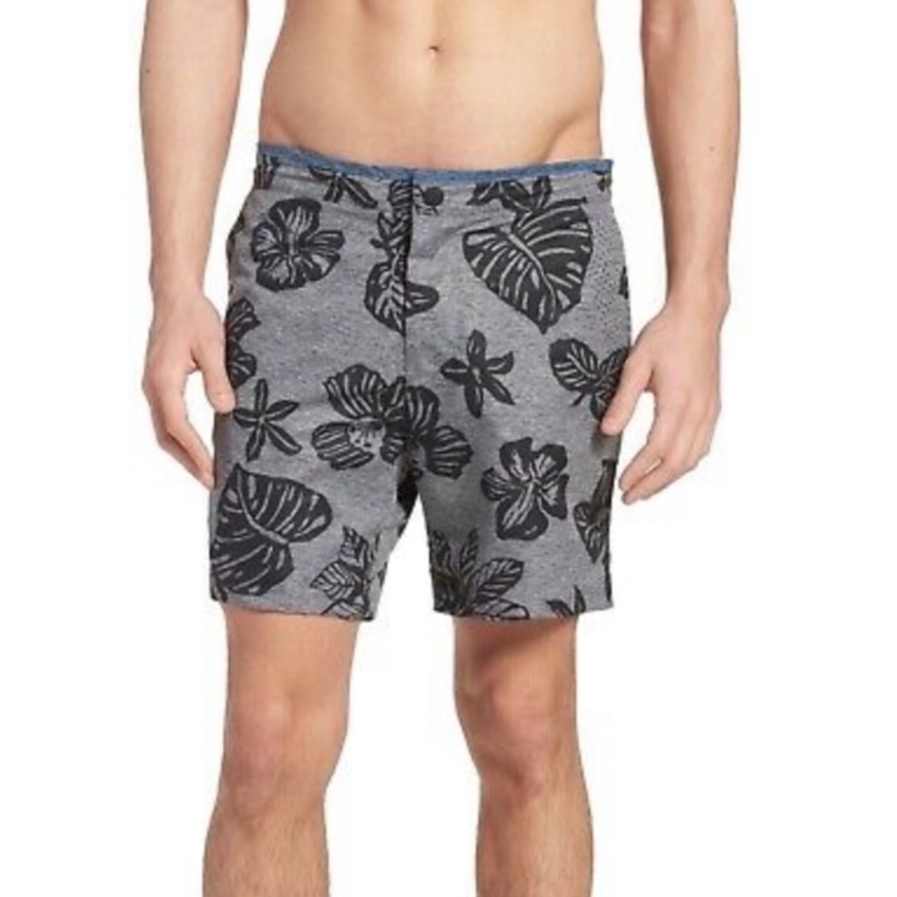 Scotch & Soda Tropical Floral Print Mélange Swim Shorts XL Grey & Black